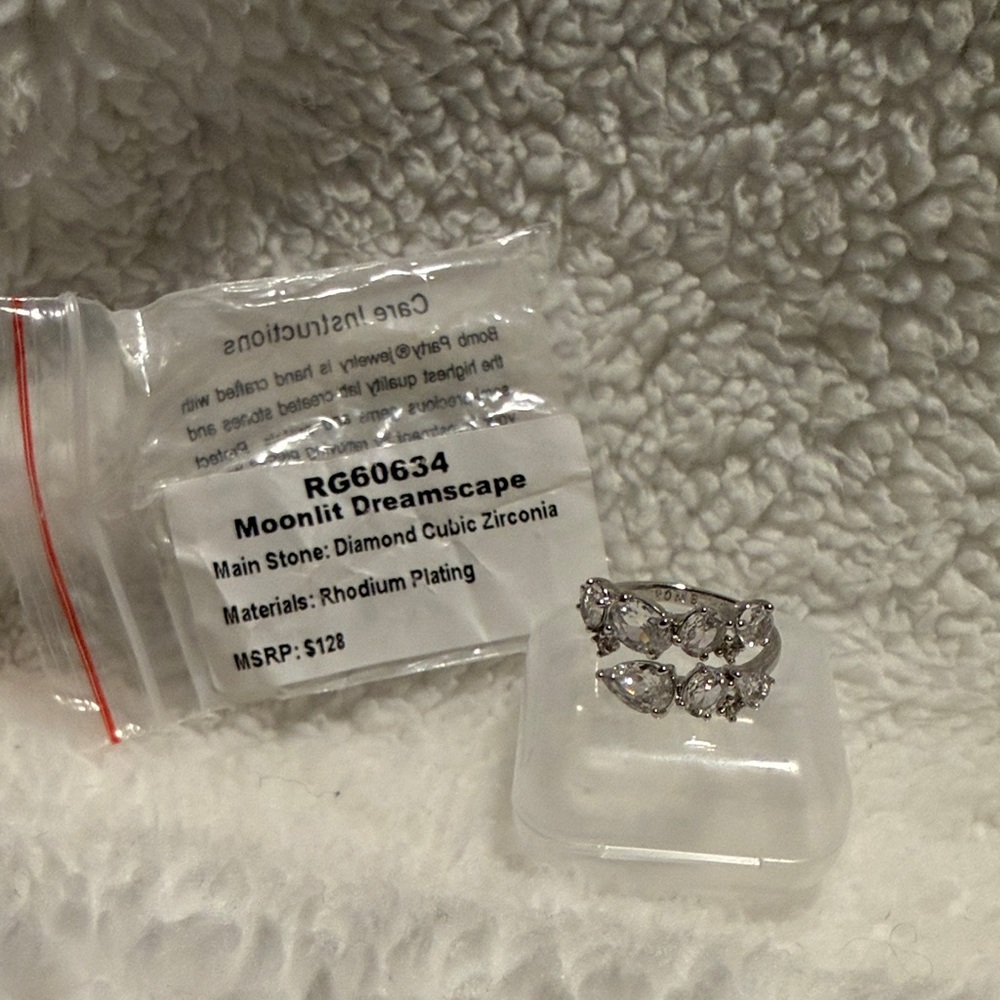 Moonlit Dreamscape Silver Ring with Diamond Cubic Zirconia